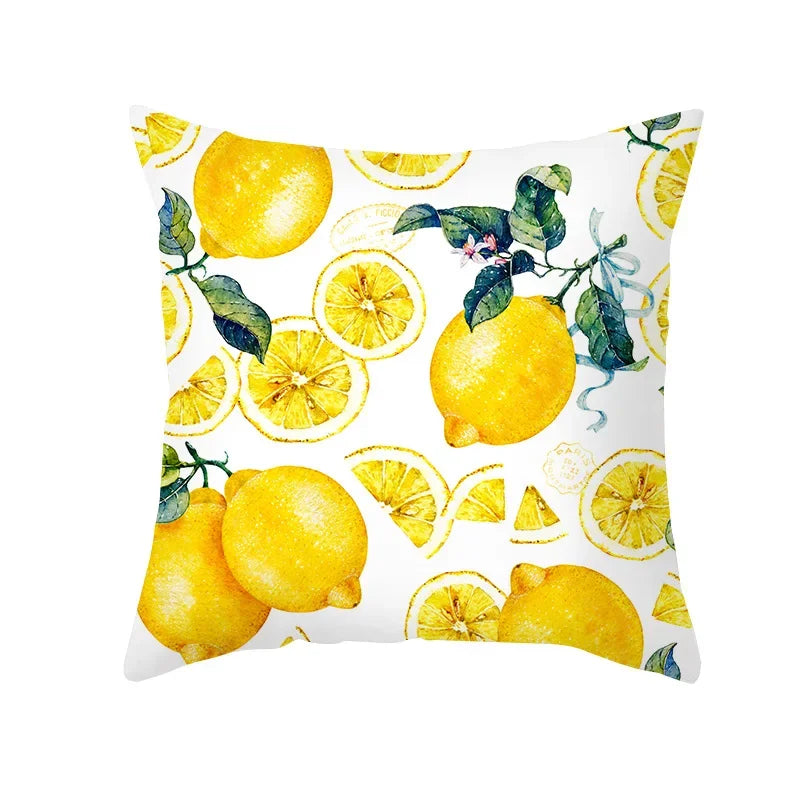 Cushion Cover Throw Pillow Sofa Decorative Pillowcase Lemon Pattern Summer