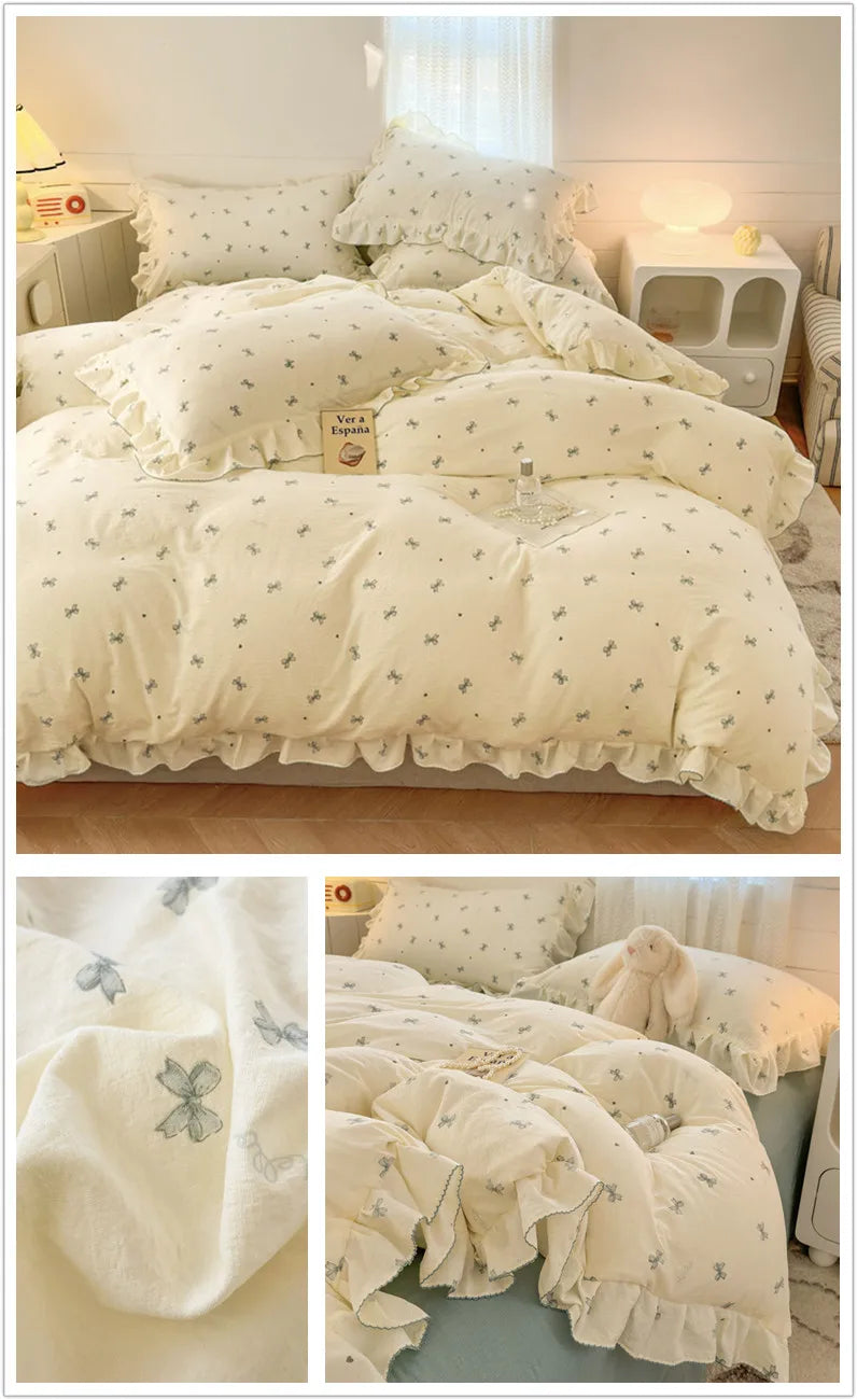 Bonenjoy Lace Duvet Cover Printed Home Quilts Cover Ruffles Comforter Covers Adults Kids Room Bedding (Pillowcase Need Order)
