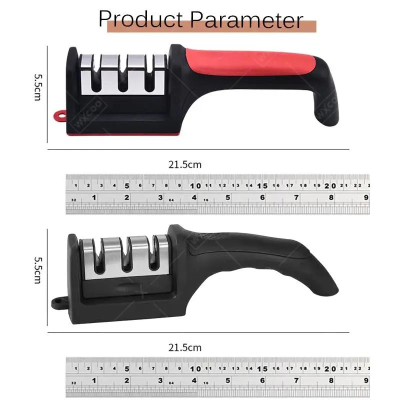 Knife Sharpener Whetstone Sharpening Professional Multi-function 3 Stages Ceramic Sharpener for Kitchen Knife with Non-slip Base