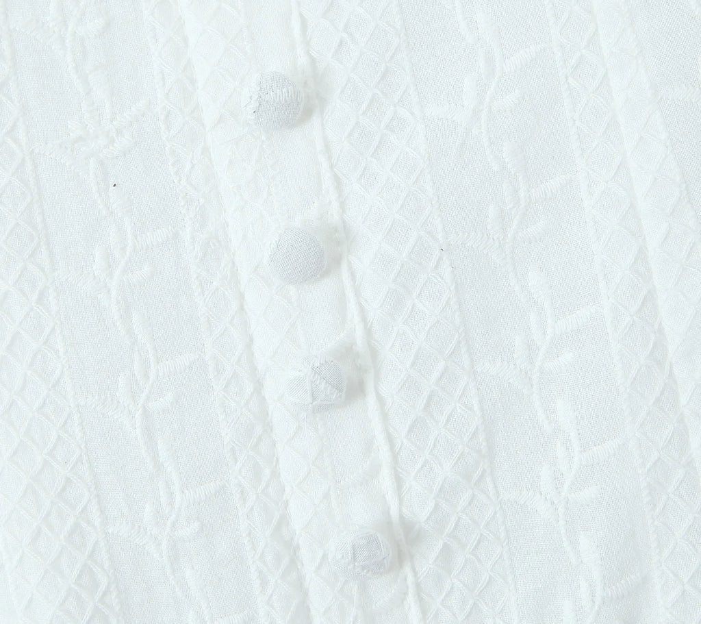 2024 Sexy White Embroidery Lace Low Waist Mini Tank Dress Women Open Buttons Neck Bodycon Sleeveless Ruched Hem Swing Party Robe