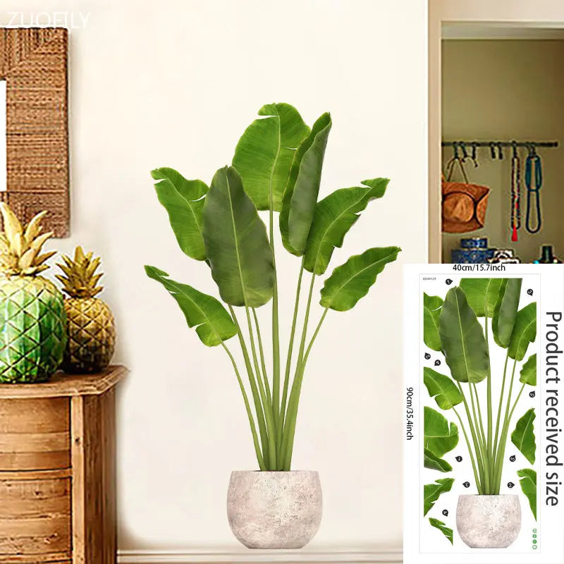 16 Styles Large Tropical Green Plants Wall Stickers Palm Leaves PVC Living Room Art Vinyl Poster Wallpaper Home Decoration Mural