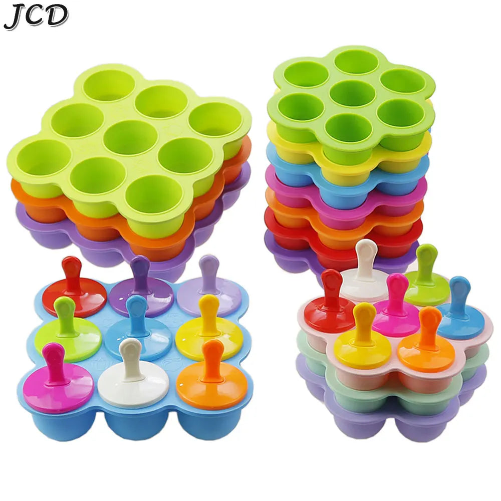JCD 4/7Holes DIY Ice Cream Pops Silicone Mold Ice Cream Ball Maker Popsicles Molds Baby Fruit Shake Home Kitchen Accessories