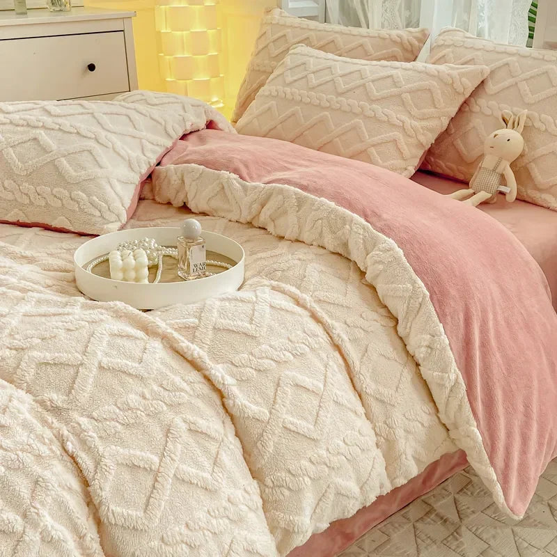 Taffel Velvet Duvet Cover for Winter Super Warm Soft Solid Color Comforter Cover Blanket Covers for Double Beds NO Pillowcase