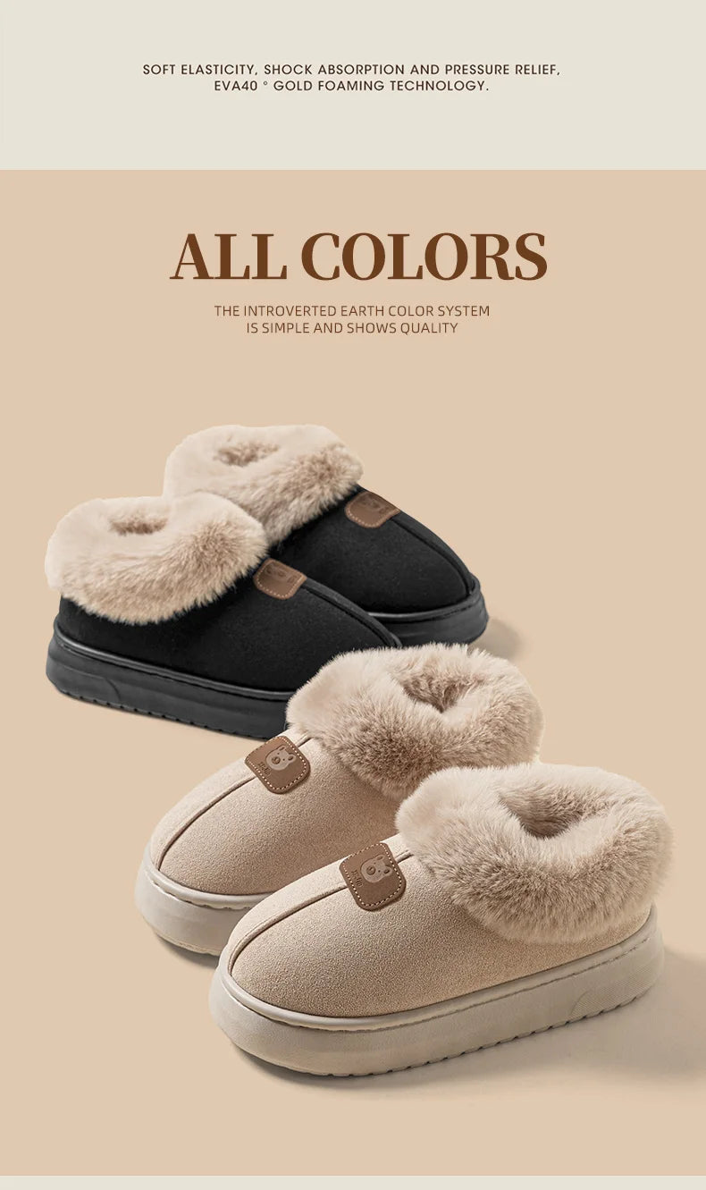 Fleece Lined Winter Slippers For Men Women With Ankle Cover Thick Sole Lightweight Eva Indoor Outdoor Warm Home Shoes Multiple C