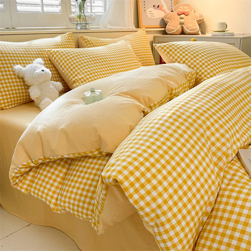 Modern Minimalist Plaid Duvet Cover 220x240 Soft Breathable All Season Queen Comforter Cover Single Piece Striped Quilt Covers