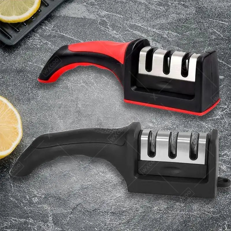 Knife Sharpener Whetstone Sharpening Professional Multi-function 3 Stages Ceramic Sharpener for Kitchen Knife with Non-slip Base