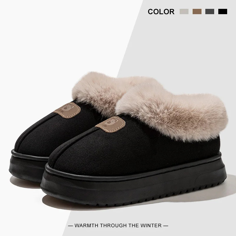 Fleece Lined Winter Slippers For Men Women With Ankle Cover Thick Sole Lightweight Eva Indoor Outdoor Warm Home Shoes Multiple C