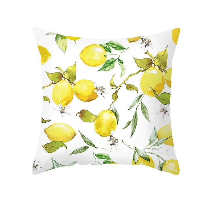 Cushion Cover Throw Pillow Sofa Decorative Pillowcase Lemon Pattern Summer