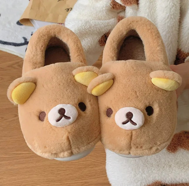 Women's Slippers Winter Couple Style Slippers Cute Relaxing Bear Cotton Cloud Non Slip Warm Shoes For Household Outdoor Holiday