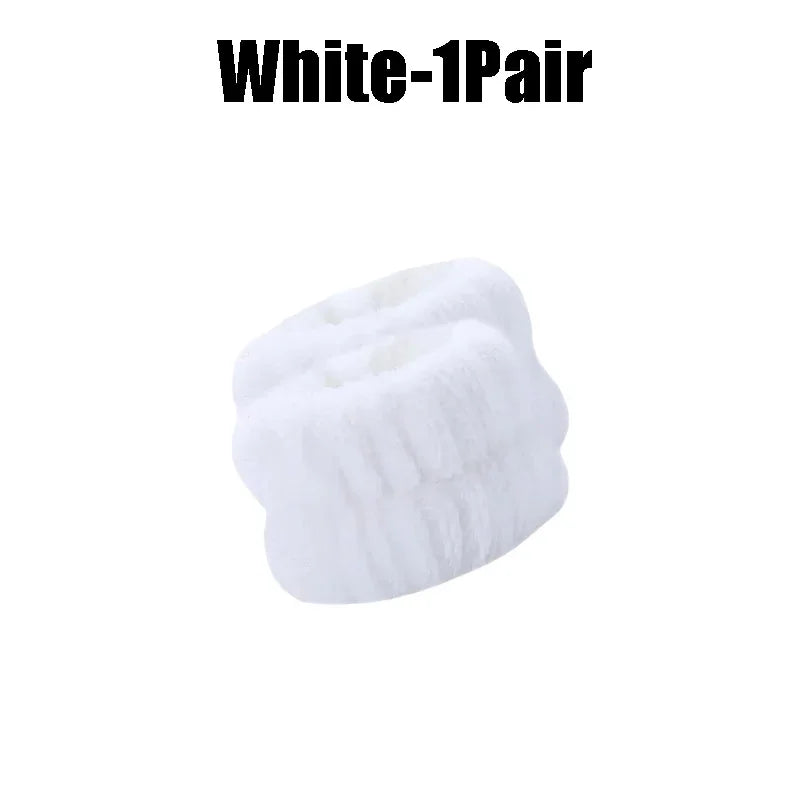 1-10Pairs Flannel Skincare Spa Wristband Makeup Facial Wrist Washband Face Towel Wash Bow Headband Scrunchie Set for Women
