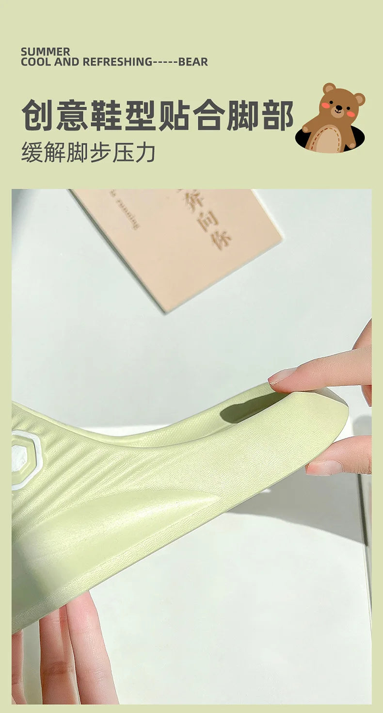2026 Home Slippers for Women Men Open Toe Waterproof Soft Sole Slides Summer One Strap Solid Color Comfort Flat Bottom Slippers