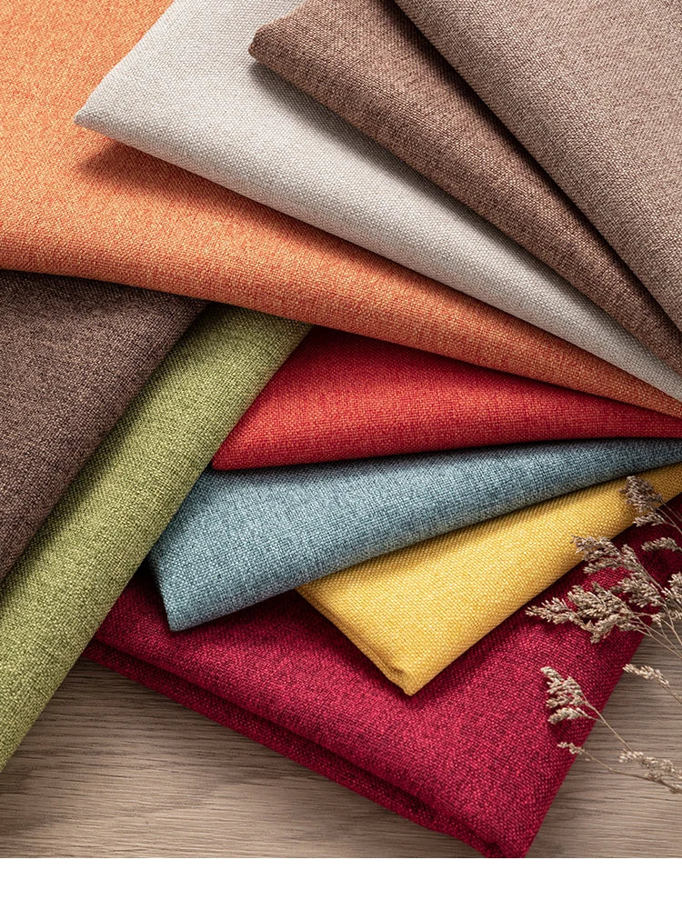 Thickened Plain Linen Fabric Fine By The Meter for Tablecloth Bags Pillow Cushion Cover Sewing Sofa Cloth Wearable Beige Gray