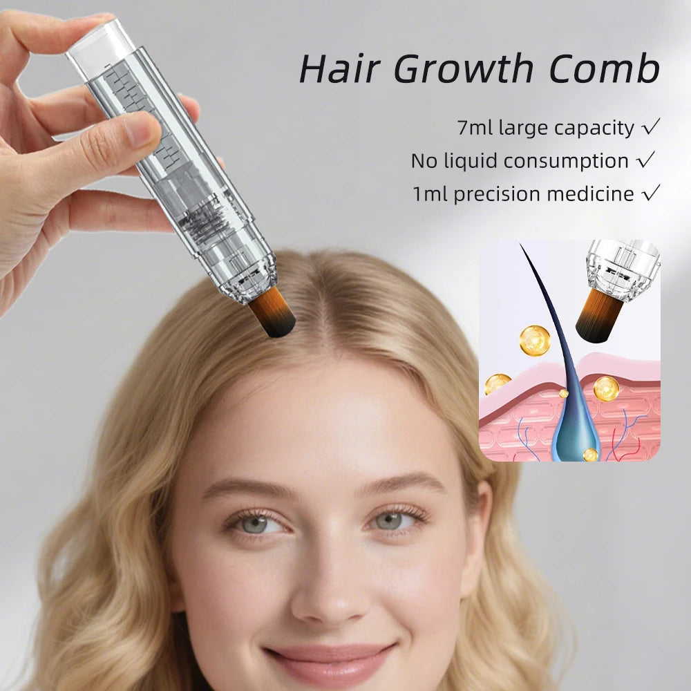 EMS Scalp Applicator Liquid Comb Hair Growth Oil Serum Comb High Frequency Vibration Scalp Massager Brush with Sterilization