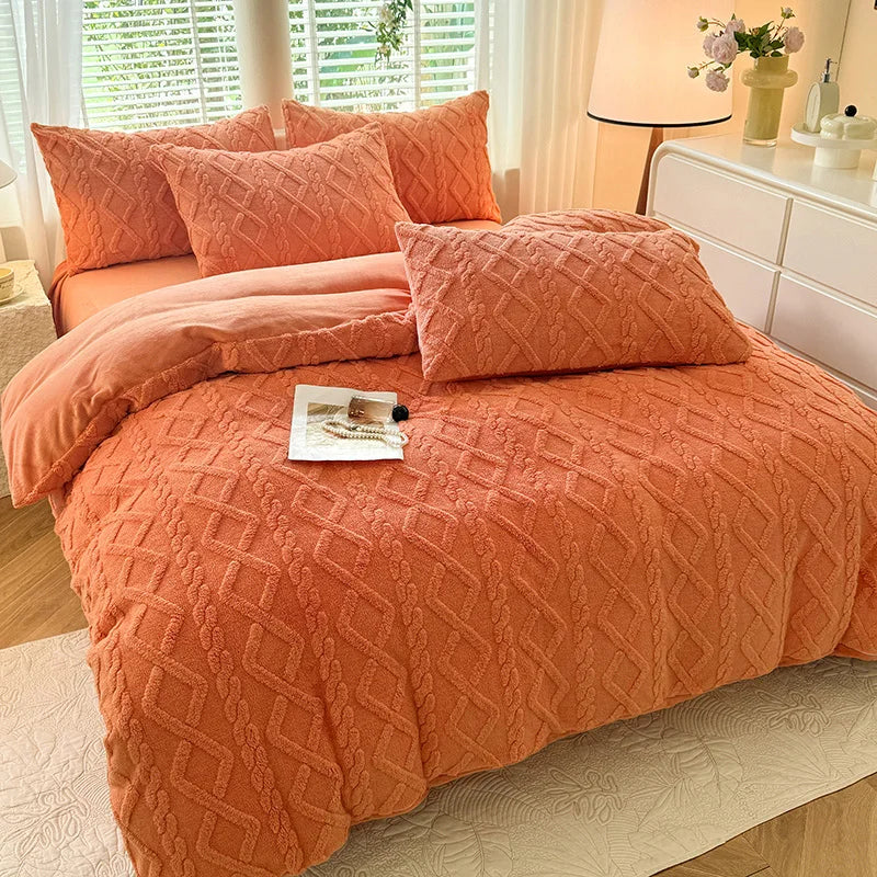 Double Side Velvet Quilt Cover Soft Comforter Cover Winter Duvets Cover Single/Double/Queen/King Size Quilt Cover(No Pillowcase)