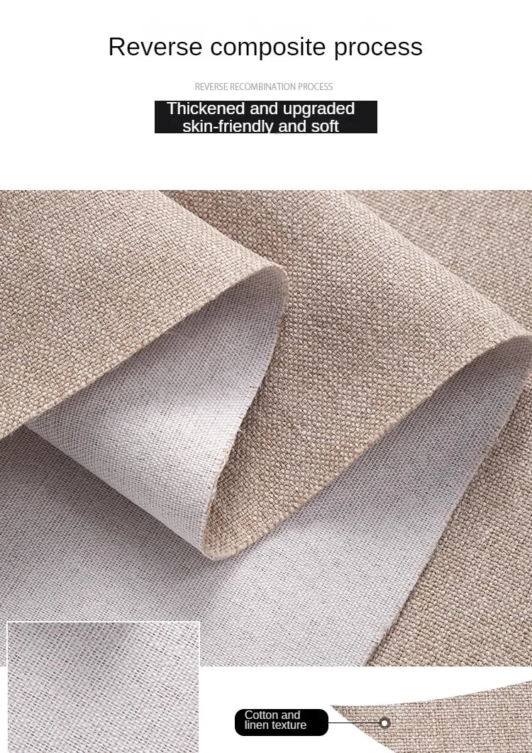 Thickened Plain Linen Fabric Fine By The Meter for Tablecloth Bags Pillow Cushion Cover Sewing Sofa Cloth Wearable Beige Gray