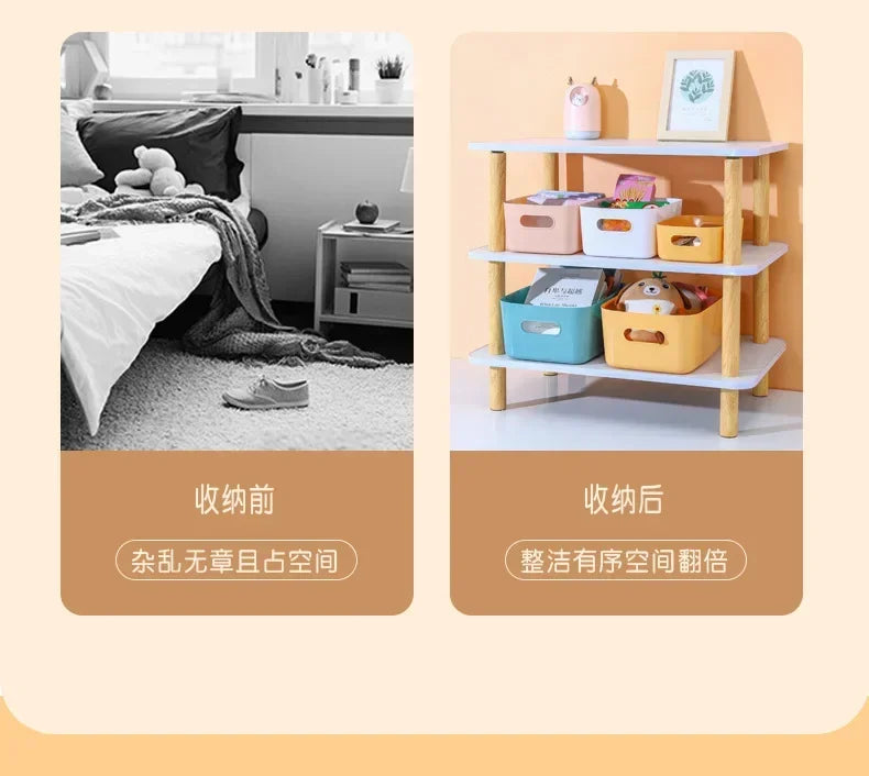 Foldable Storage Boxes Student Desktop Collapsible Crate Organizer Tape Stationery Cosmetic Rack Folding Storage Basket 1PC
