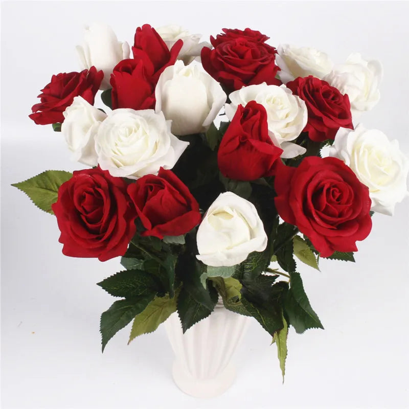 11pcs/Lot Fresh Rose Artificial Flowers Real Touch Rose Floral Home Decorations For Wedding Party Birthday Gifts