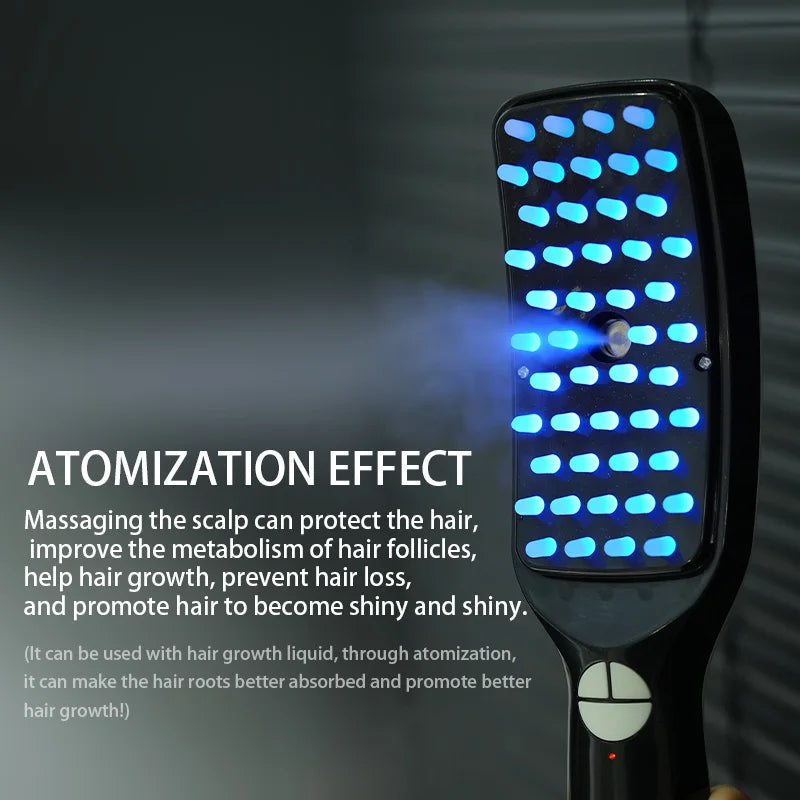Electric Massage Comb Blue Light Red Light,Vibrating Hair Massage Scalp Brush,Spray Hair Growth Massager