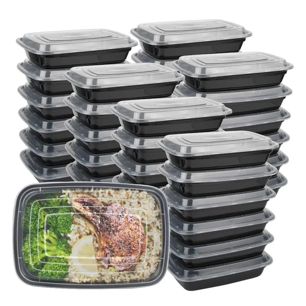 10-Pack Black Disposable Food Containers – Leak-Resistant with Secure Lids | Ideal for Salads, Sandwiches