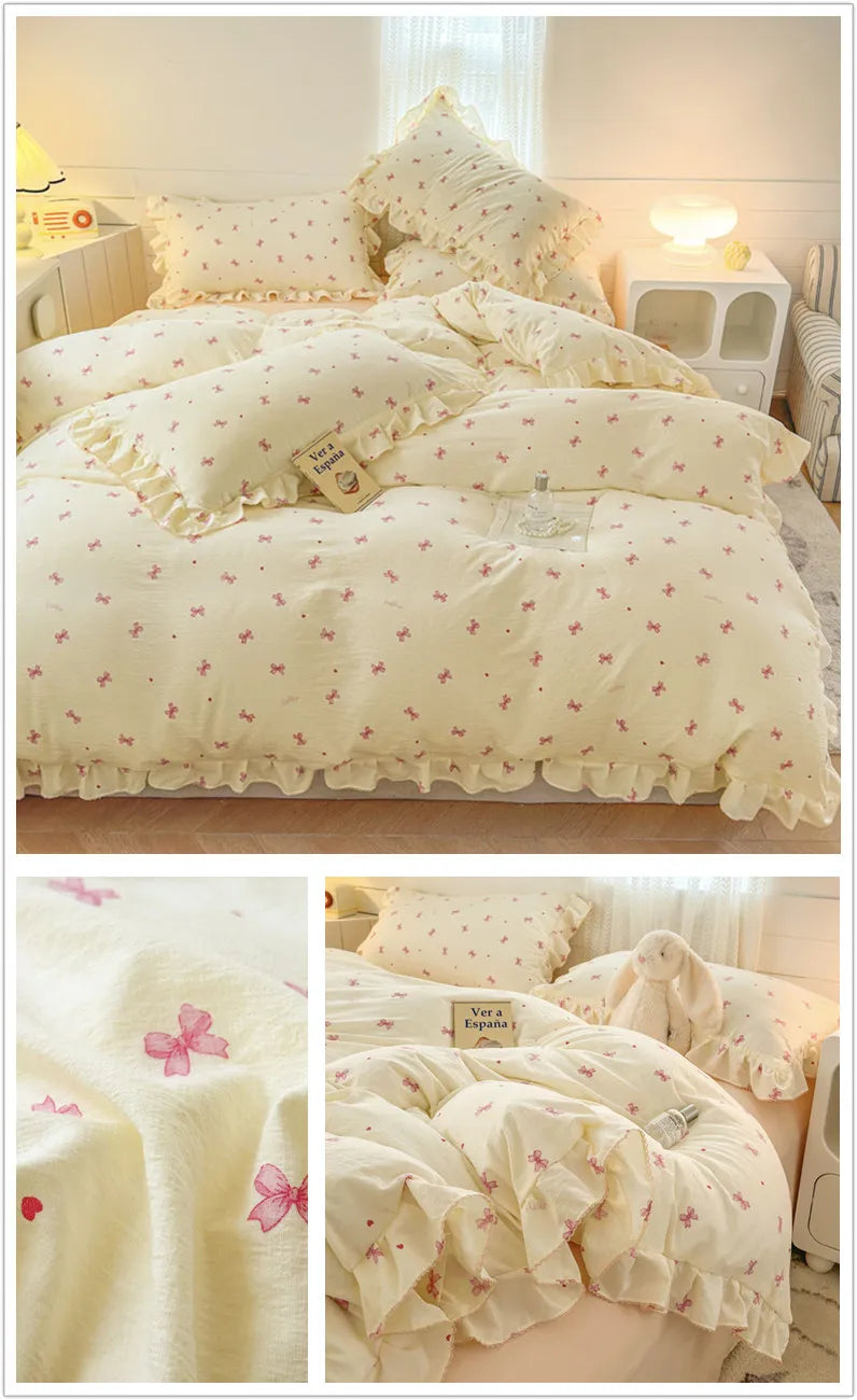 Bonenjoy Lace Duvet Cover Printed Home Quilts Cover Ruffles Comforter Covers Adults Kids Room Bedding (Pillowcase Need Order)