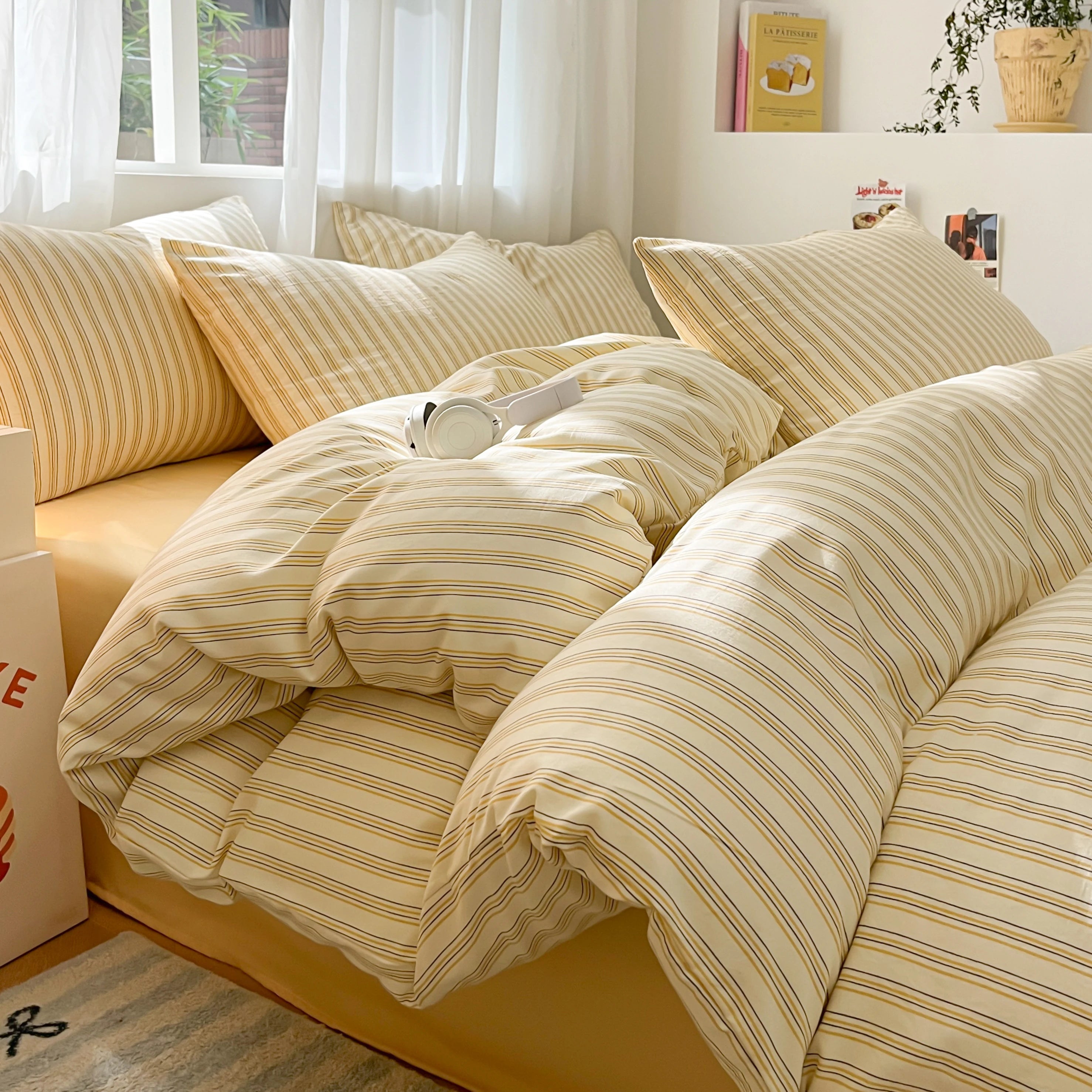 Modern Minimalist Plaid Duvet Cover 220x240 Soft Breathable All Season Queen Comforter Cover Single Piece Striped Quilt Covers
