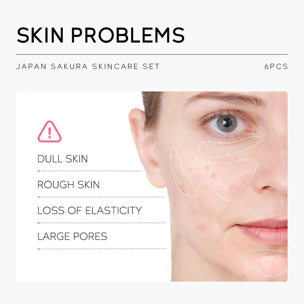 5/6pcs/set Japan Sakura Skin Care Set Serum Rejuvenating Cream Glowing Moisturizer Fade Blemishes