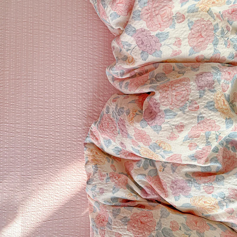 Double-layer Gauze Duvet Cover Single/Queen/King Flower Printed housse de couette Skin-friendly funda nordica 150 cama 이불커버