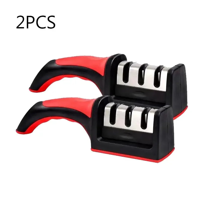 Knife Sharpener Whetstone Sharpening Professional Multi-function 3 Stages Ceramic Sharpener for Kitchen Knife with Non-slip Base