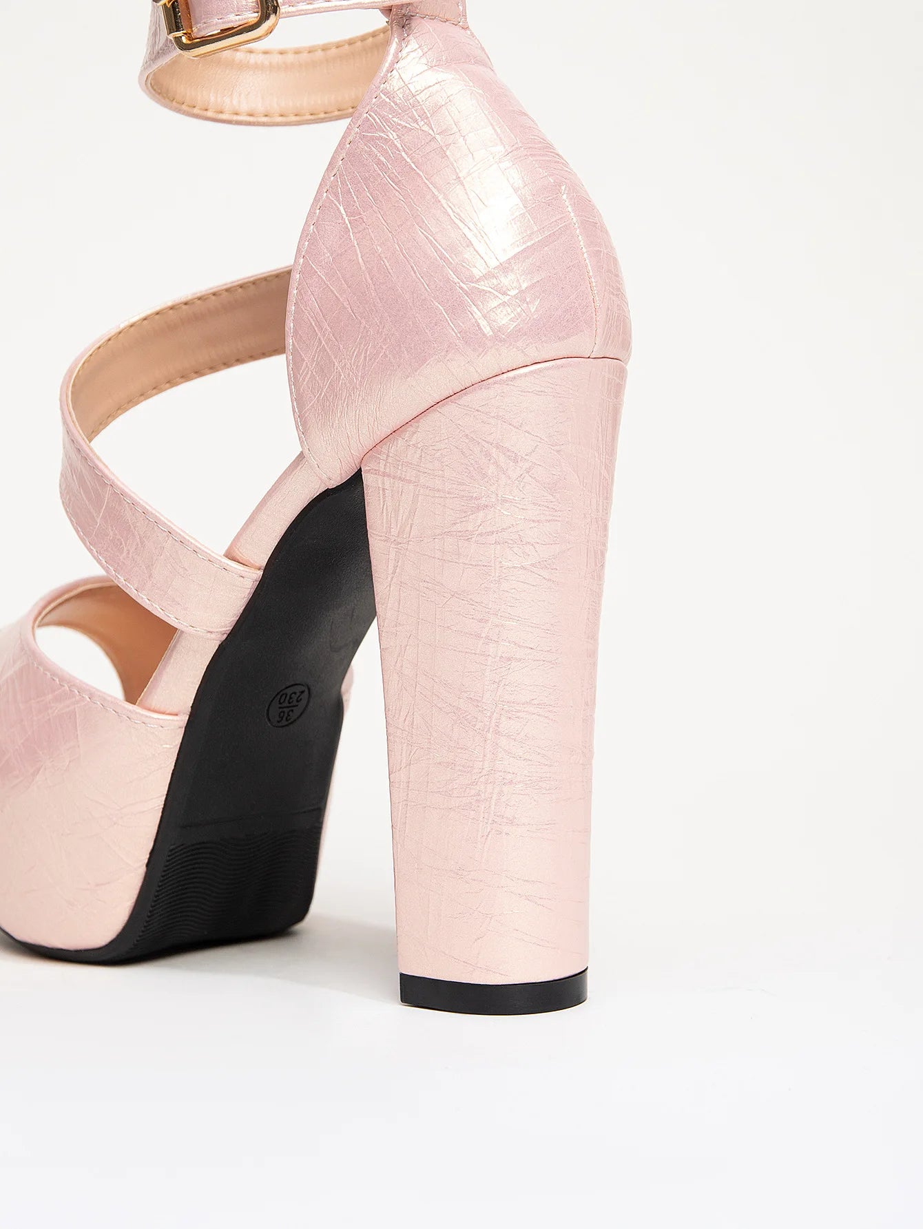 Fashion Buckle Strap Summer Platform Sandals For Women 12cm Chunky High Heel Pink Party Peep Toe Shoes Model Catwalk Show Heels