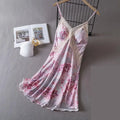 Women Lace Chemise Nightgown Dress Summer New Silky Satin Sleepwear Dressing Gown Lingerie Sexy Strap Nightdress Loungewear