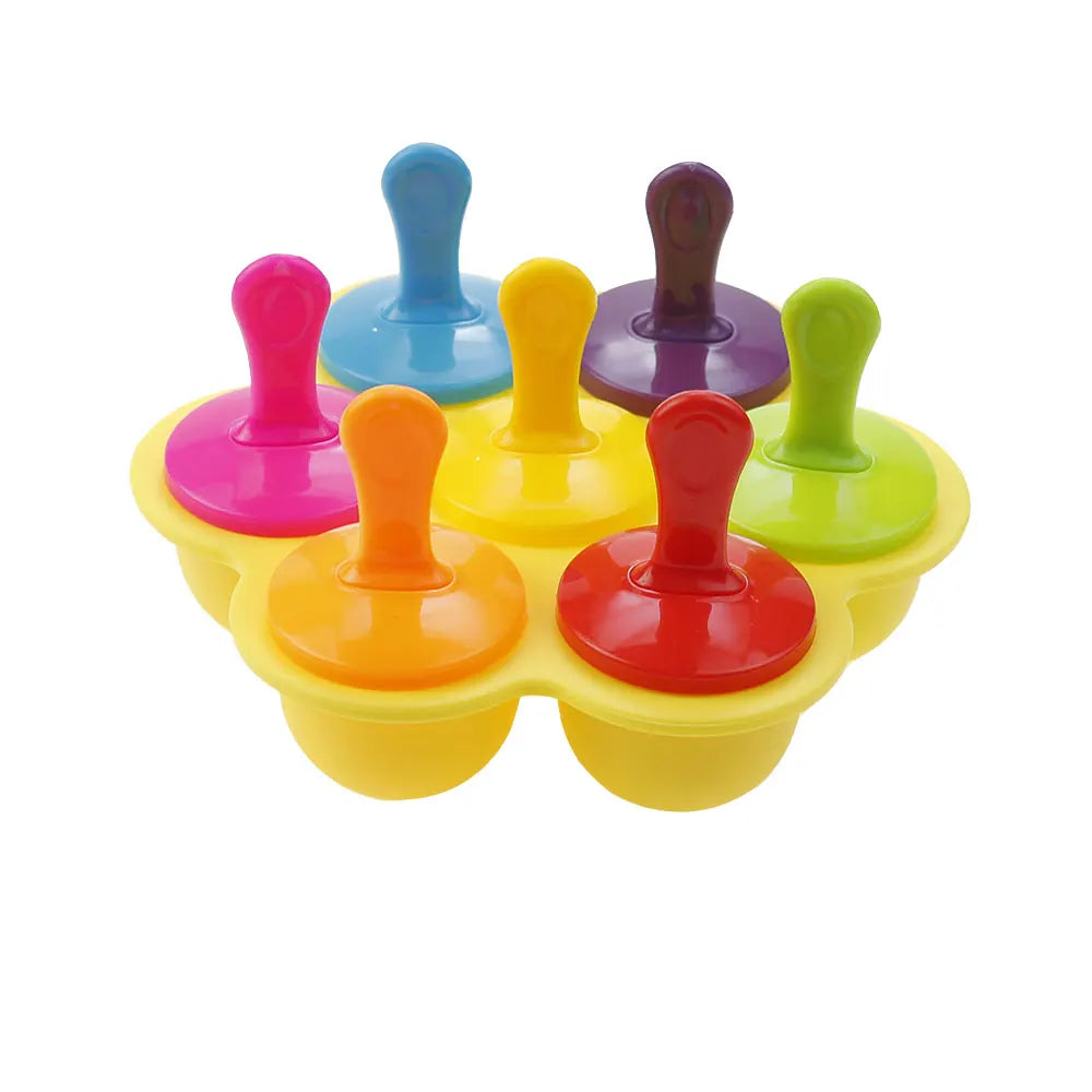 JCD 4/7Holes DIY Ice Cream Pops Silicone Mold Ice Cream Ball Maker Popsicles Molds Baby Fruit Shake Home Kitchen Accessories