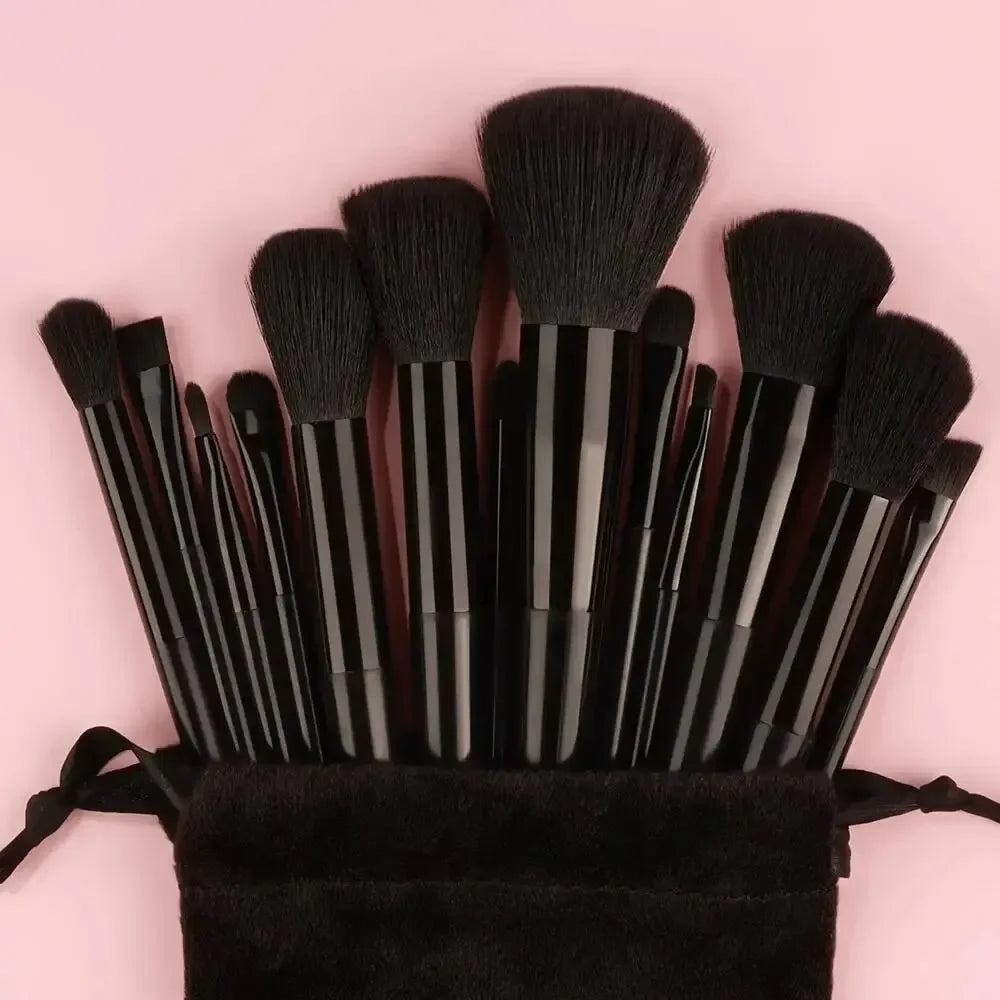13pcs Premium  Nylon Bristle Makeup Brush Set - Soft, Gentle, and Cruelty-Free for Flawless Foundation, Blush, Powder,