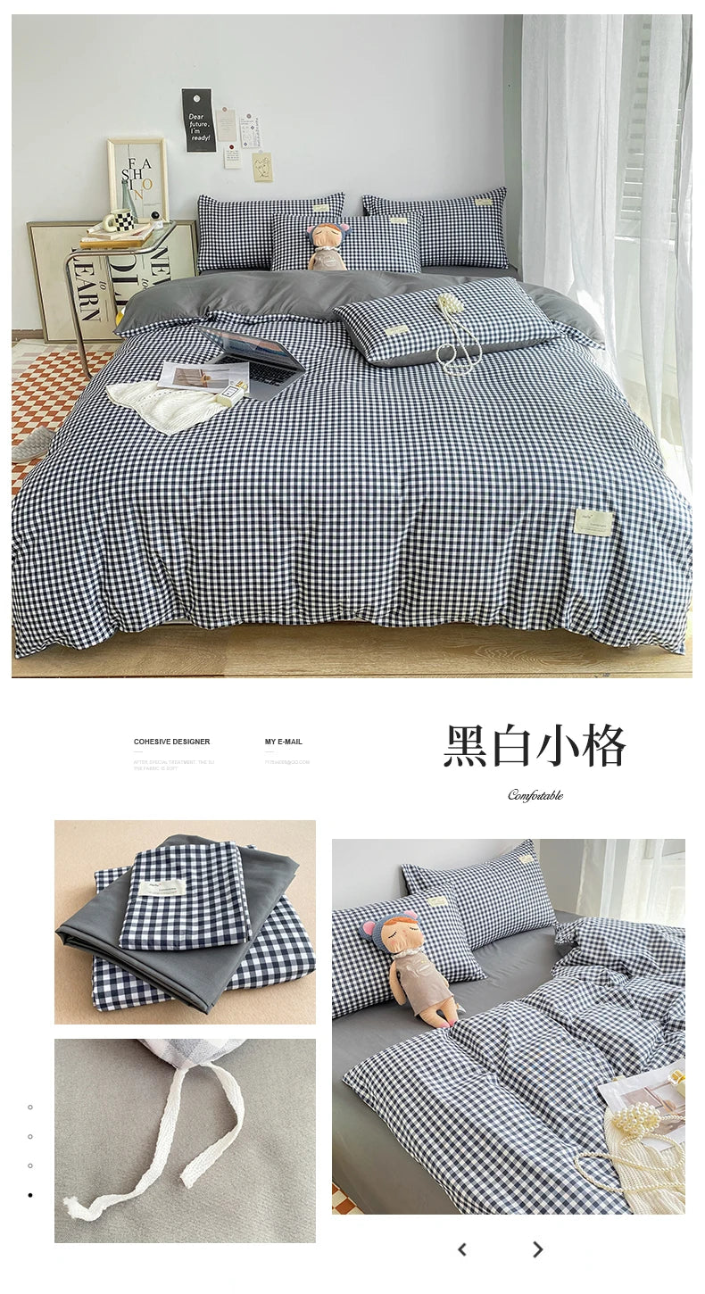 Small plaid pattern style single quilt cover double bed down duvet cover220x240cm large size quilt cover without pillowcase