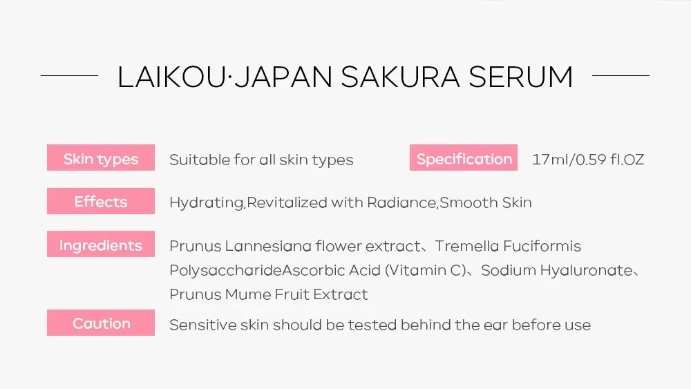 Sakura Whitening Face Serum Fade Fine Lines Anti Aging Tighten Pores Improve Melanin Pigment Dull Moisturizer Brighten Skin Care