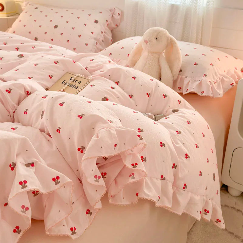 Bonenjoy Lace Duvet Cover Printed Home Quilts Cover Ruffles Comforter Covers Adults Kids Room Bedding (Pillowcase Need Order)