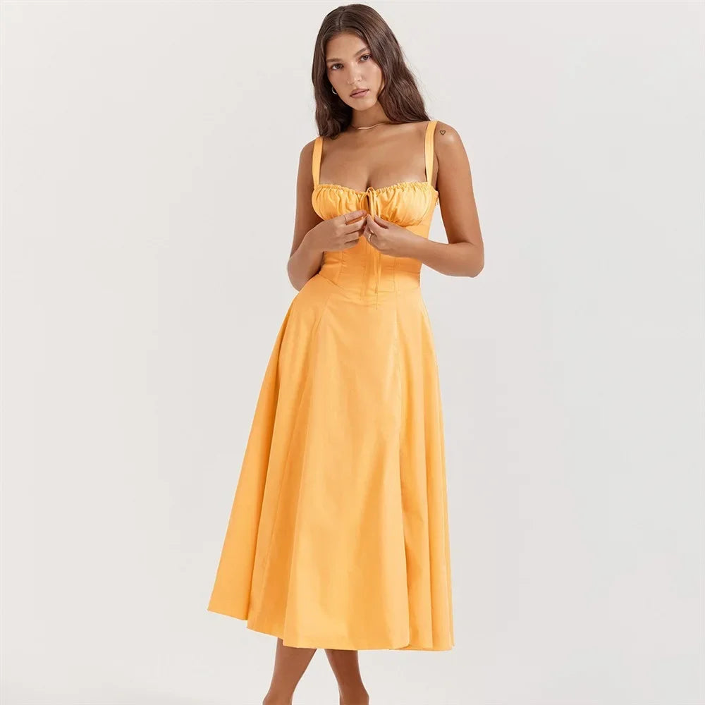 Sexy Floral Print Corset Long Dress Women's Slips Dresses Female Bandage Spring Summer Y2K Summer Holiday Vacatioin White Pink