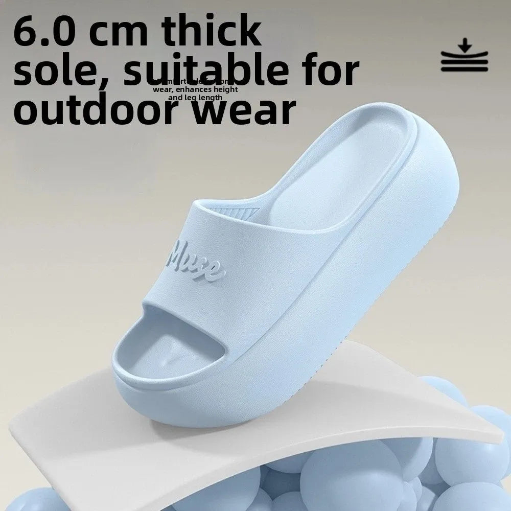 Fashion Non-slip Thick Sole Slippers Height Increasing Comfort Bathroom Slippers Summer Style Beach Sandals Summer Outdoor
