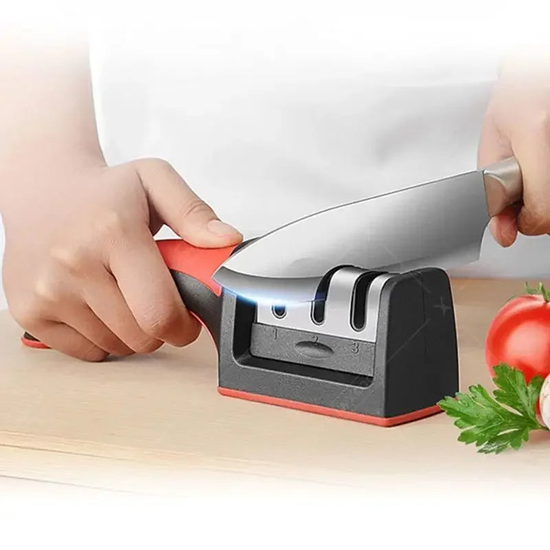 Knife Sharpener Whetstone Sharpening Professional Multi-function 3 Stages Ceramic Sharpener for Kitchen Knife with Non-slip Base