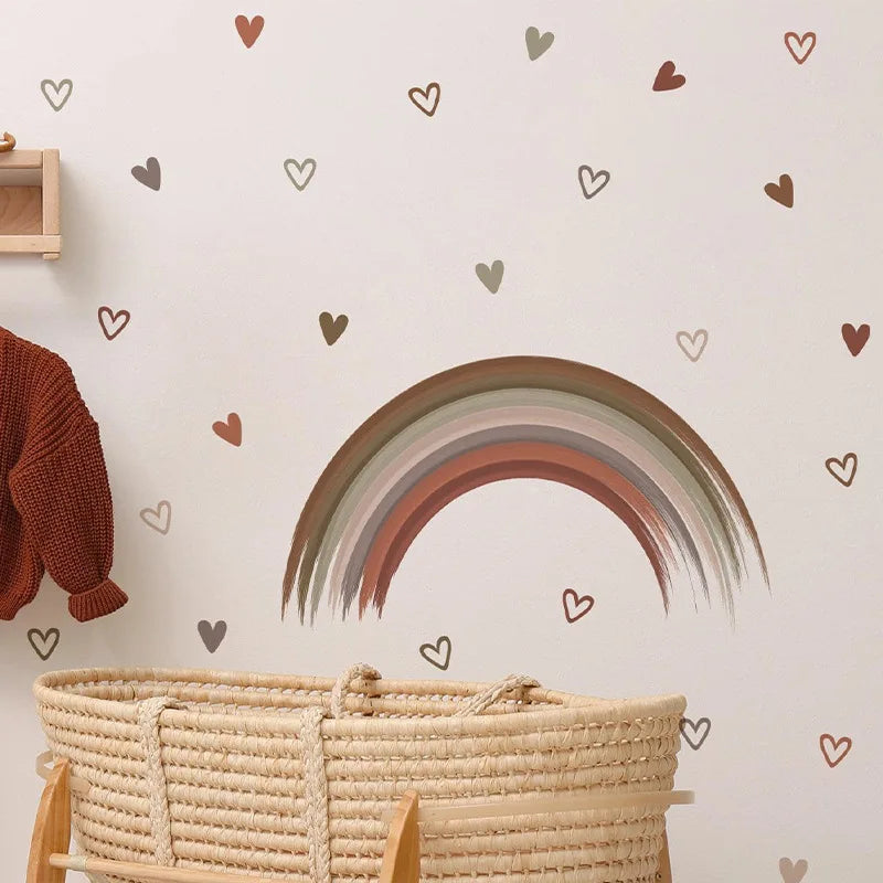 Boho Rainbow Vinyl Child Wall Sticker For Baby Room Decor Bedroom Accessories Furniture Sticker Adhesive Wallpaper Wall Decor