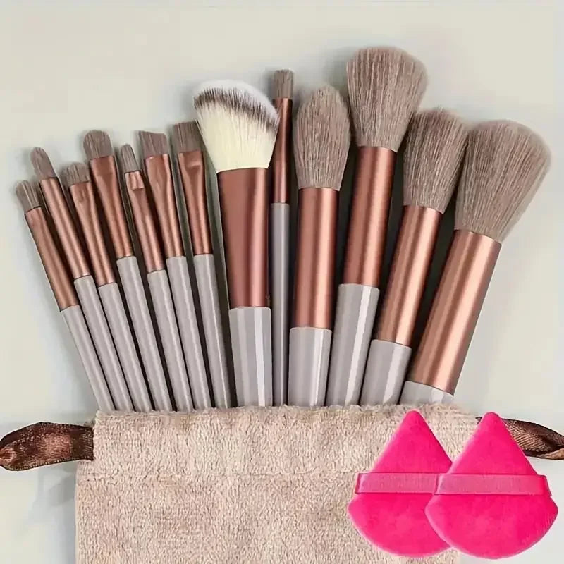 13pcs Premium  Nylon Bristle Makeup Brush Set - Soft, Gentle, and Cruelty-Free for Flawless Foundation, Blush, Powder,