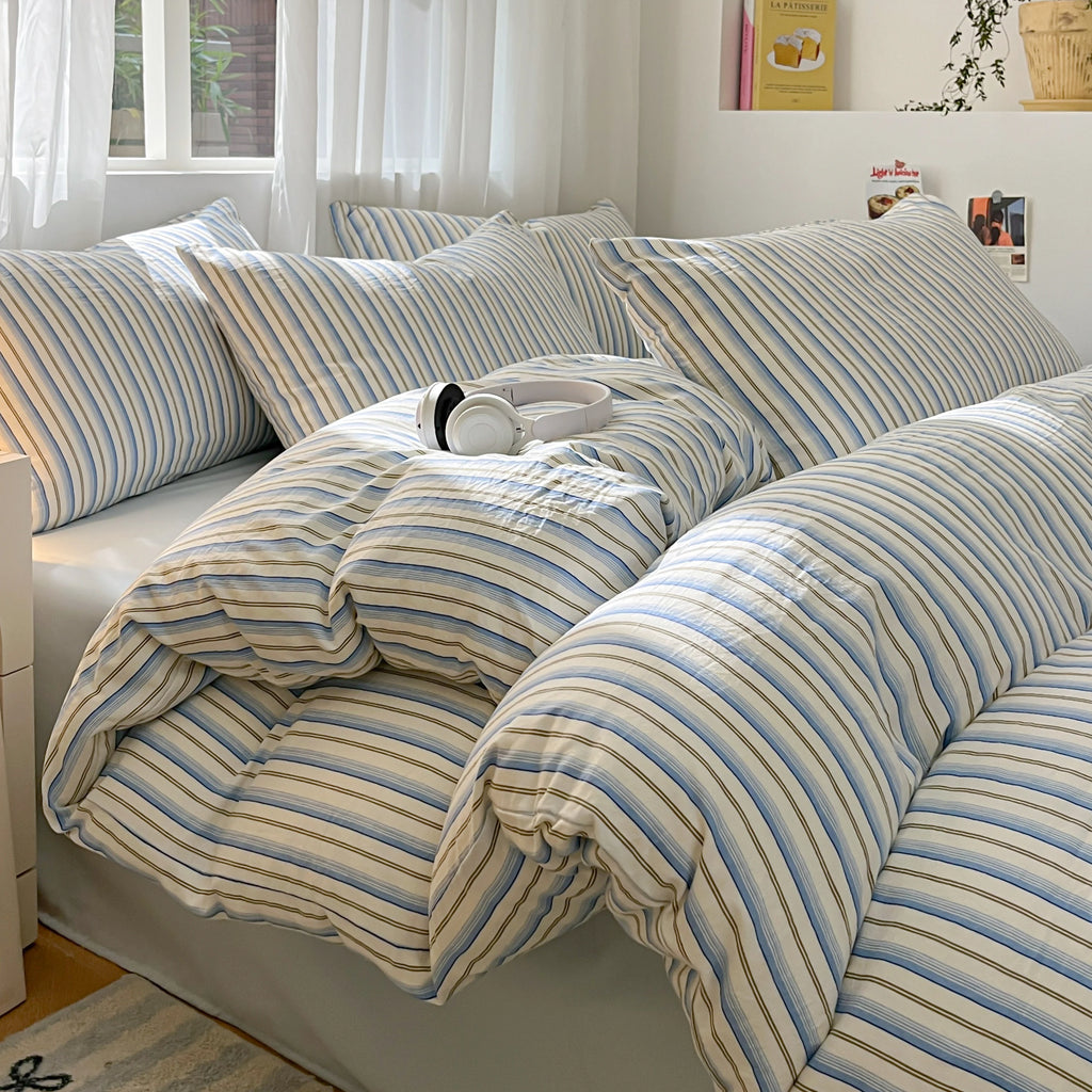 Modern Minimalist Plaid Duvet Cover 220x240 Soft Breathable All Season Queen Comforter Cover Single Piece Striped Quilt Covers