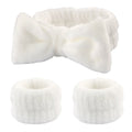3Pcs Bow Headband Wristband Set Towel Elastic Soft Washing Face Shower Make Up Yoga Sports Skincare Headband for Women Girls