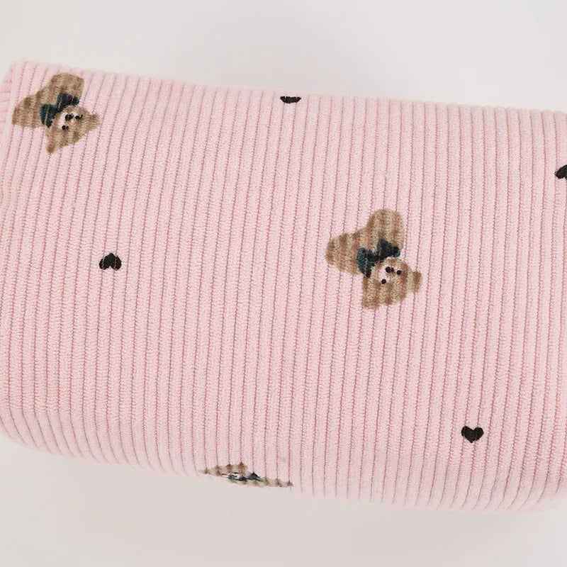 Kawaii Corduroy Travel Cosmetic Lipstick Skincare Storage Bag Toiletry Kit Women Makeup Handbags Organizer Pouch Bag Pencil Case