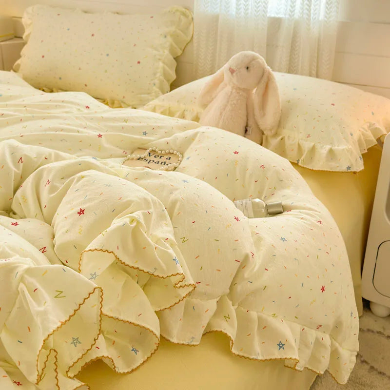 Bonenjoy Lace Duvet Cover Printed Home Quilts Cover Ruffles Comforter Covers Adults Kids Room Bedding (Pillowcase Need Order)