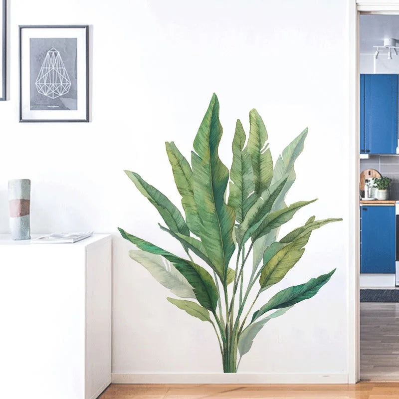 16 Styles Large Tropical Green Plants Wall Stickers Palm Leaves PVC Living Room Art Vinyl Poster Wallpaper Home Decoration Mural