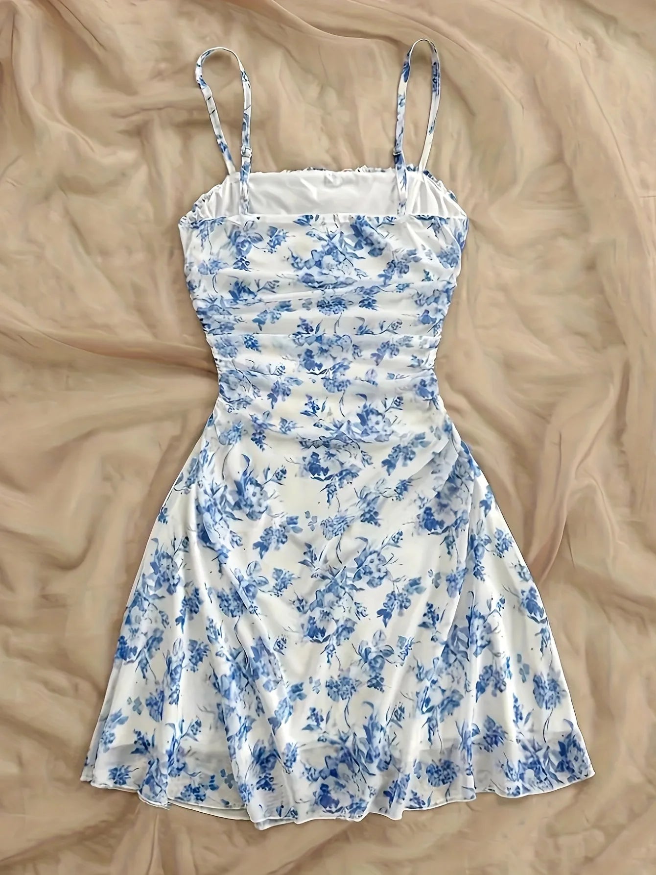 Dresses  Spring Summer Cute Dating Ditsy Floral Sleeveless Square Neck Mini Cami Casual Dresses For Women