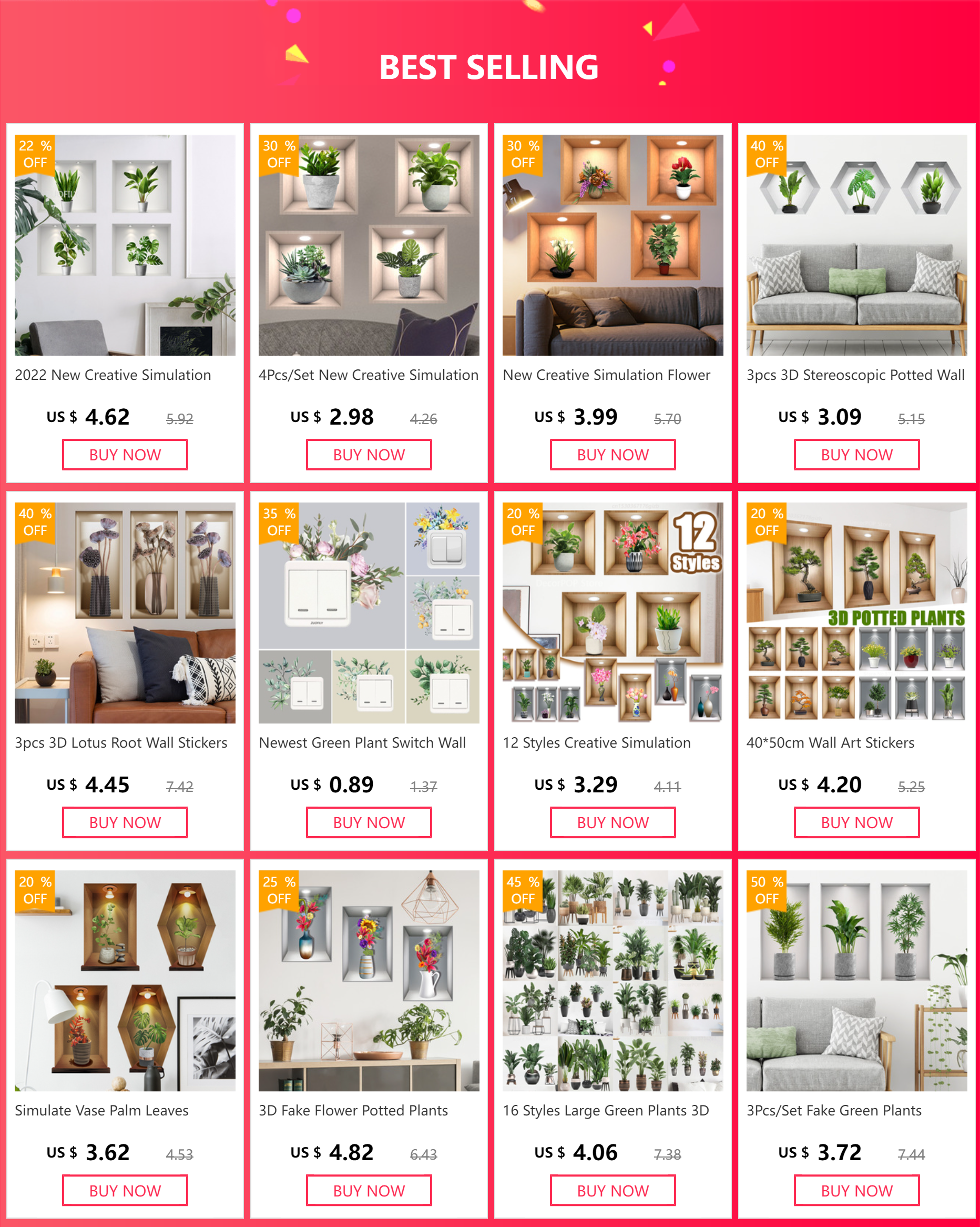 16 Styles Large Tropical Green Plants Wall Stickers Palm Leaves PVC Living Room Art Vinyl Poster Wallpaper Home Decoration Mural