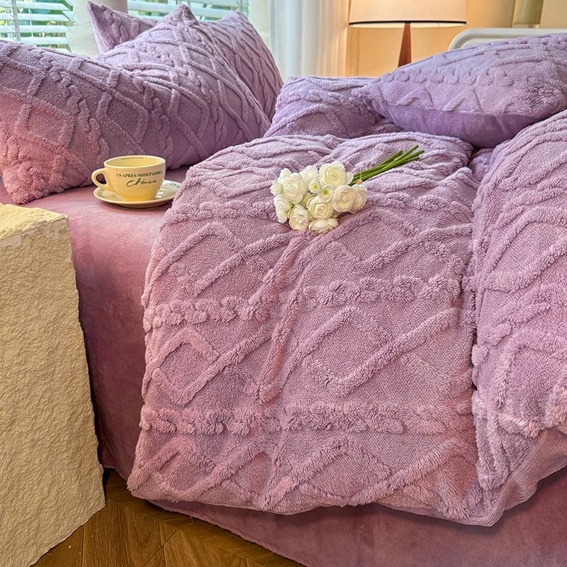 Double Side Velvet Quilt Cover Soft Comforter Cover Winter Duvets Cover Single/Double/Queen/King Size Quilt Cover(No Pillowcase)