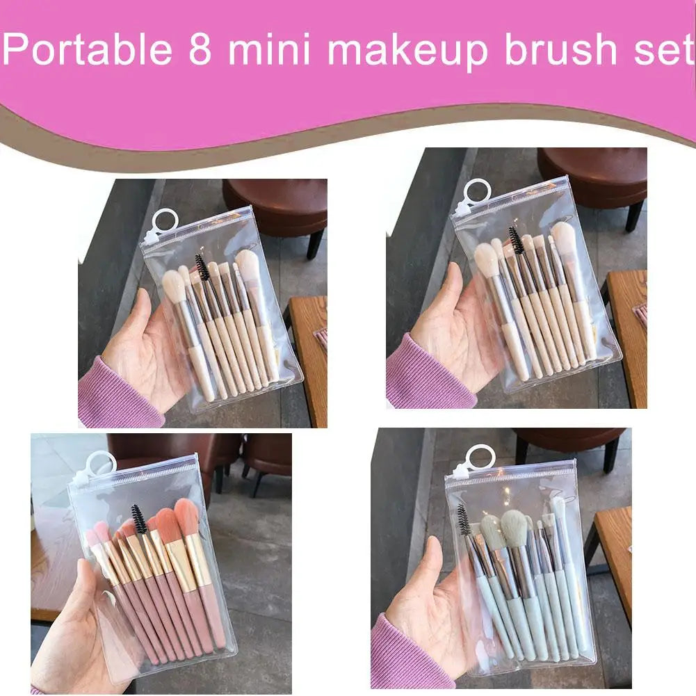8Pcs/lot Mini Make-up Brush Set Ins Portable Travel Makeup Brush Eye Shadow Foundation Refresh Hand Soft Hair Beauty Tool