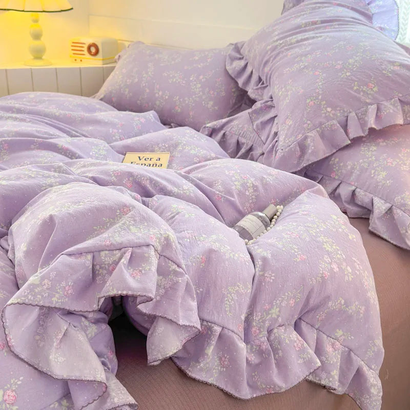 Bonenjoy Lace Duvet Cover Printed Home Quilts Cover Ruffles Comforter Covers Adults Kids Room Bedding (Pillowcase Need Order)
